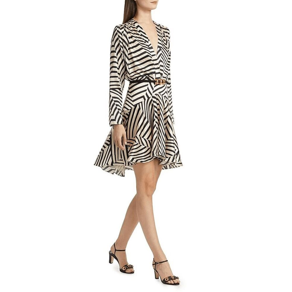 Silvia Tcherassi Stripe Stretch-Silk Minidress Size Large $1350
